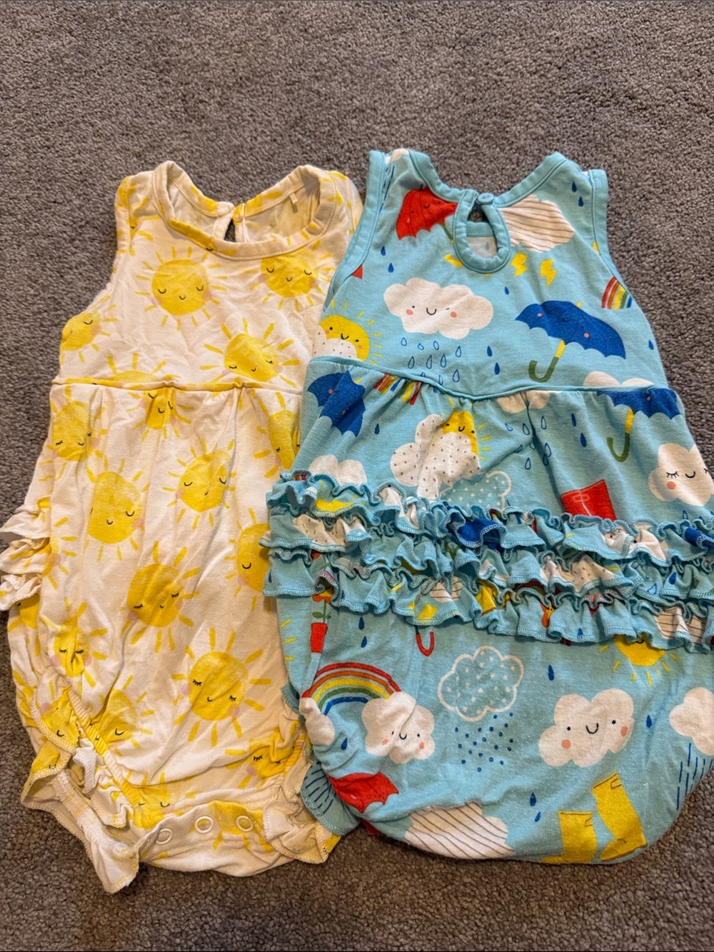 Set of 2 Little Sleepies Baby Bubble Romper- Sunshine & Rainy Days